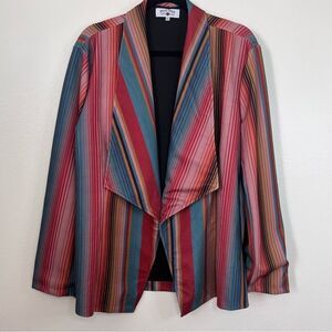 Crazy Train Serape Blazer Size 3XL Burgundy Blue Southwestern Waterfall Front